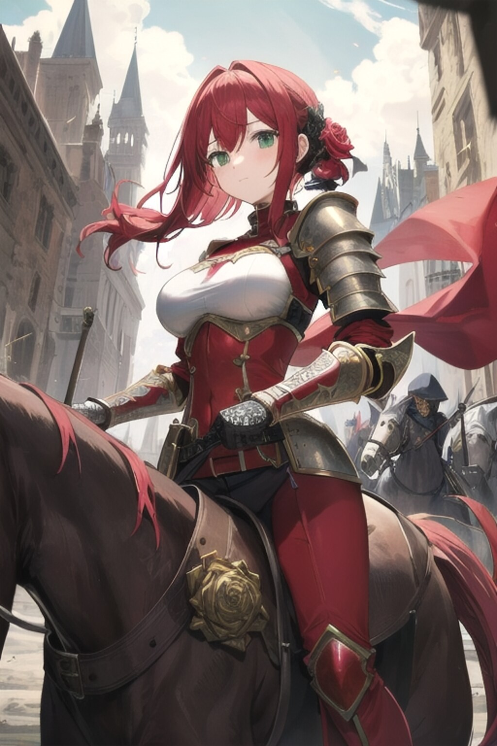 馬に乗って砦へと移動する姫様