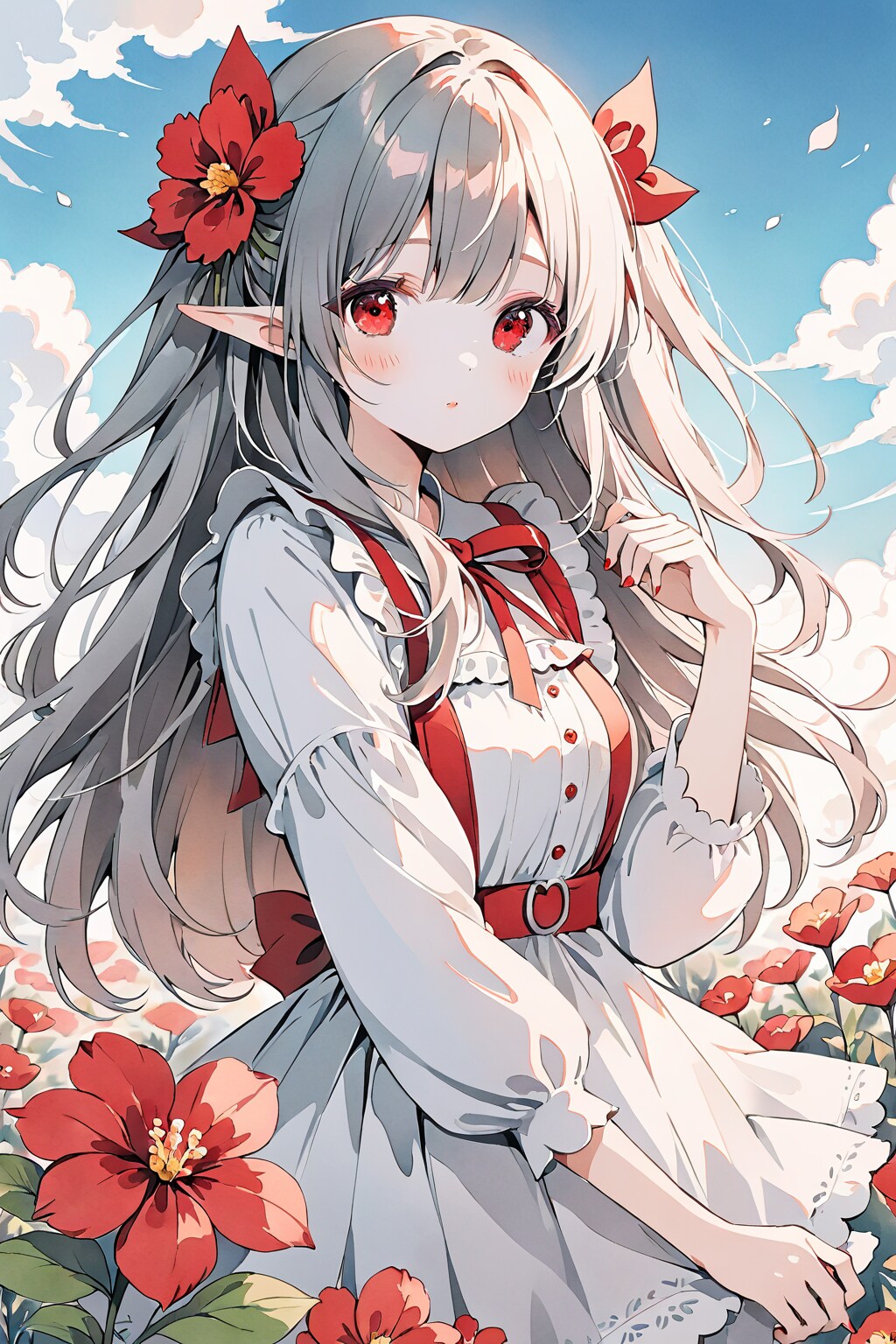 赤い瞳のエルフ | の人気AIイラスト・グラビア