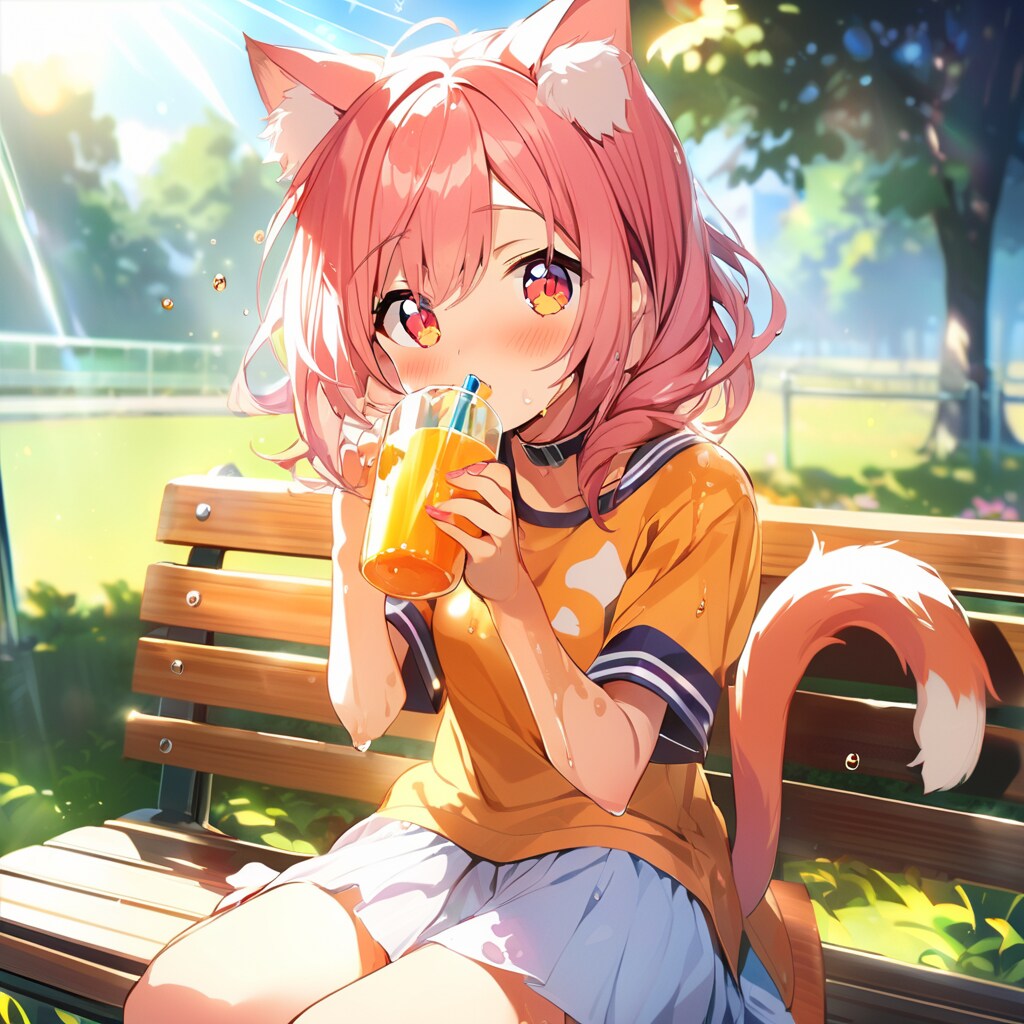 ジュース飲みケモ耳さん