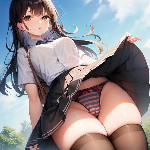 見上げれば縞パン