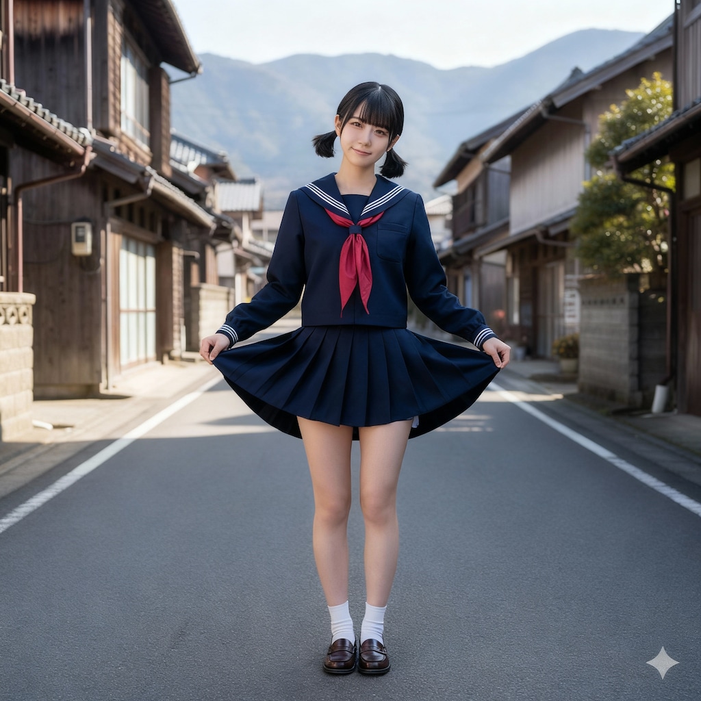 スカートたくし上げ