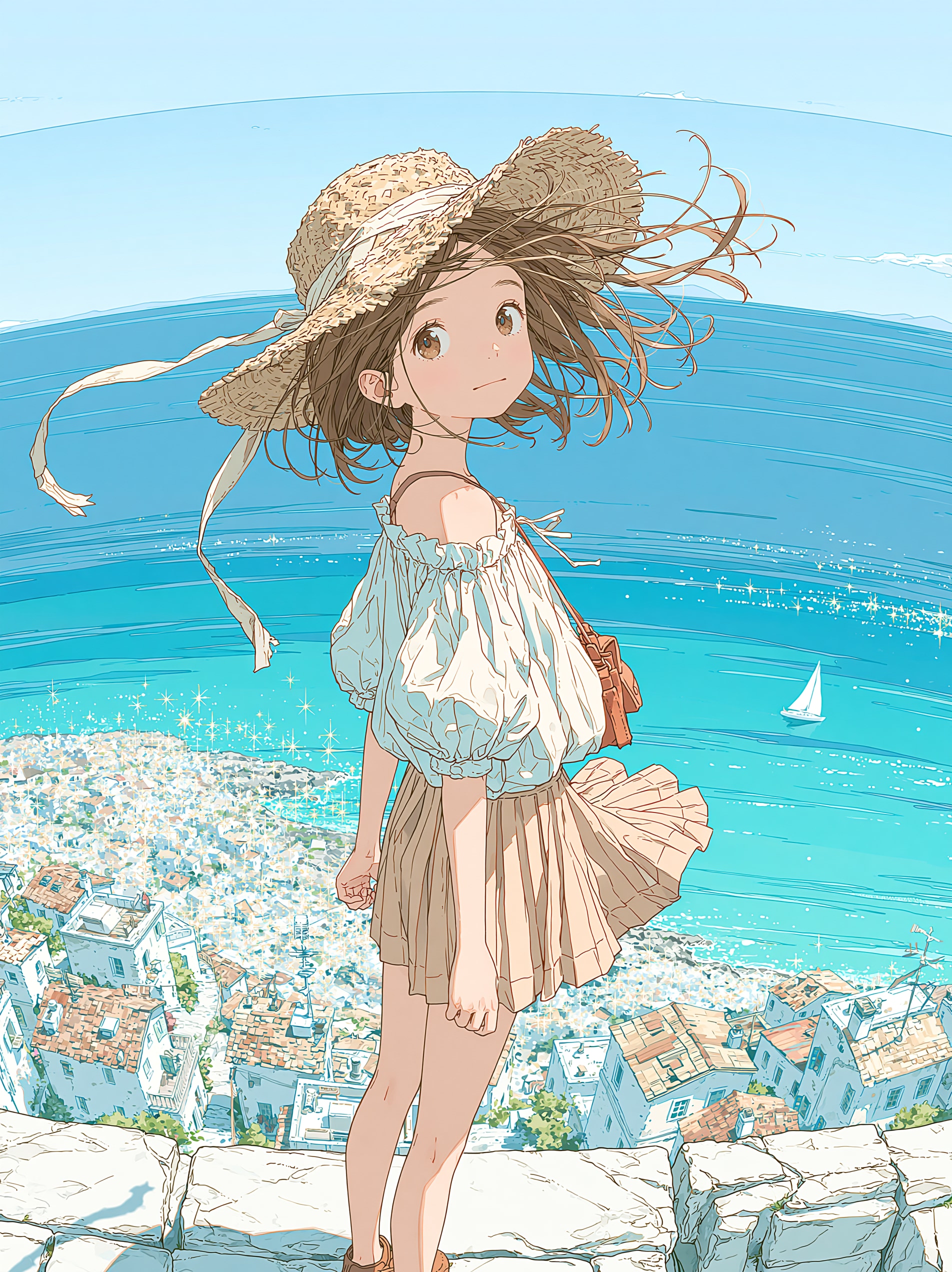 風が導く、青の絶景 | の人気AIイラスト・グラビア