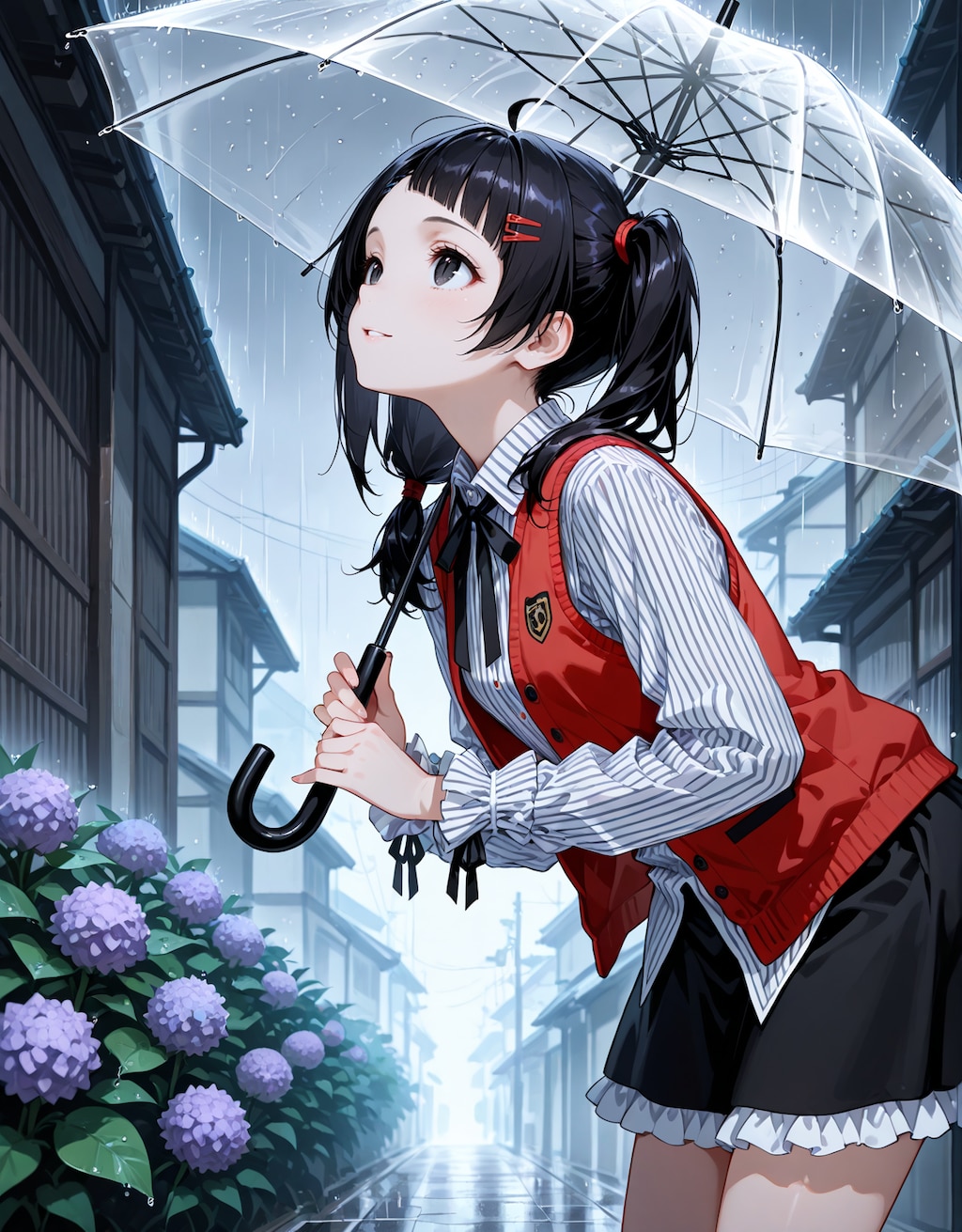 紫陽花と傘は、きっとお友達