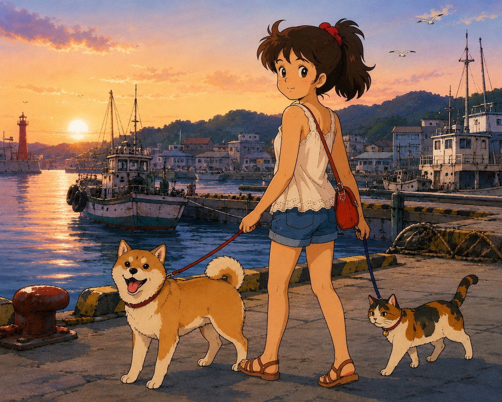 あの時の港、七月の夏。