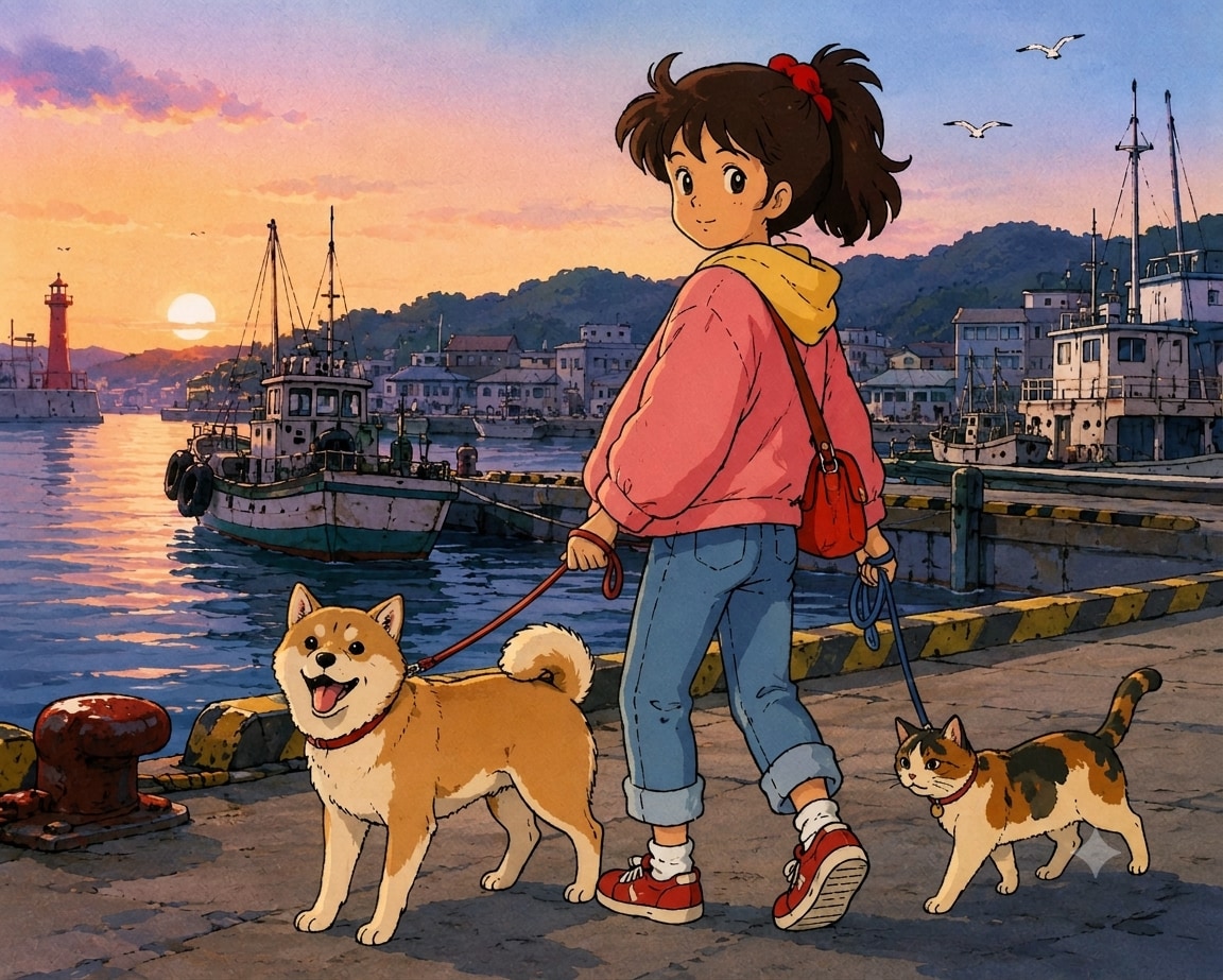 あの時の港、七月の夏。