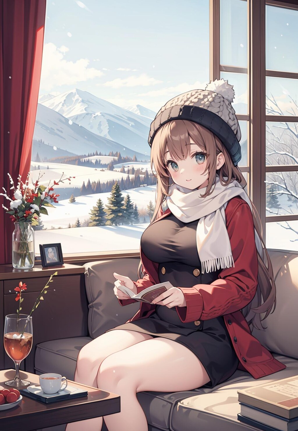 冬とセーターと女の子