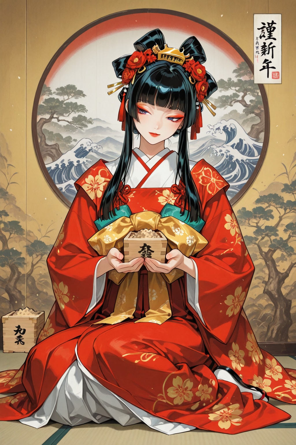 日本画の「節分美女」