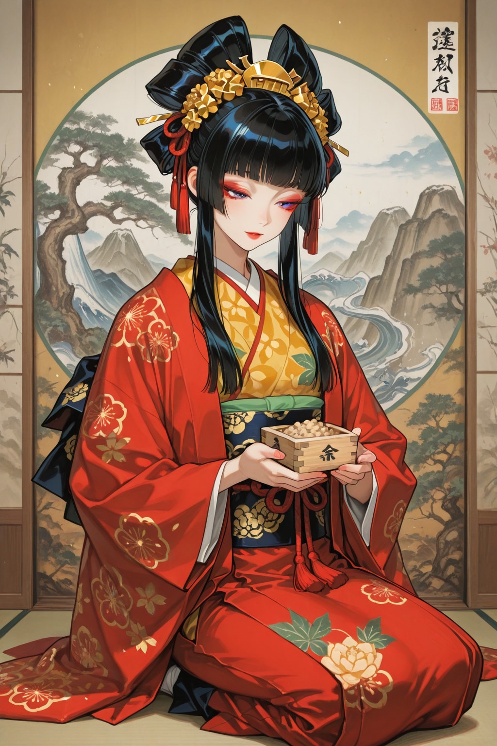 日本画の「節分美女」