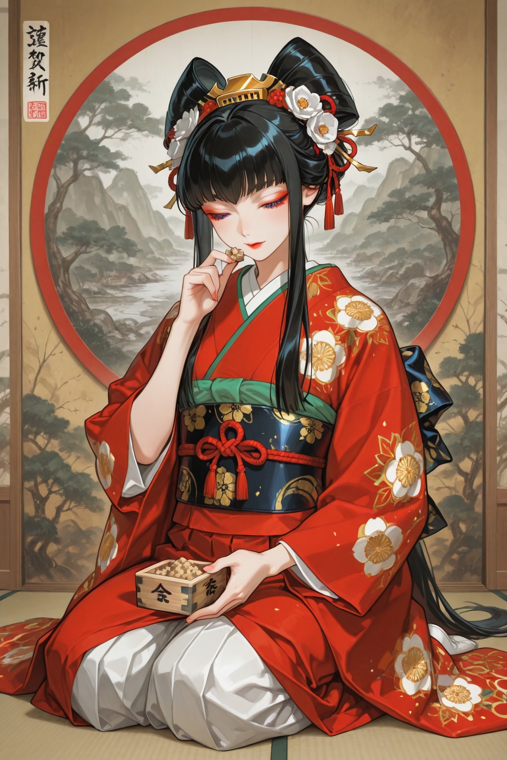 日本画の「節分美女」