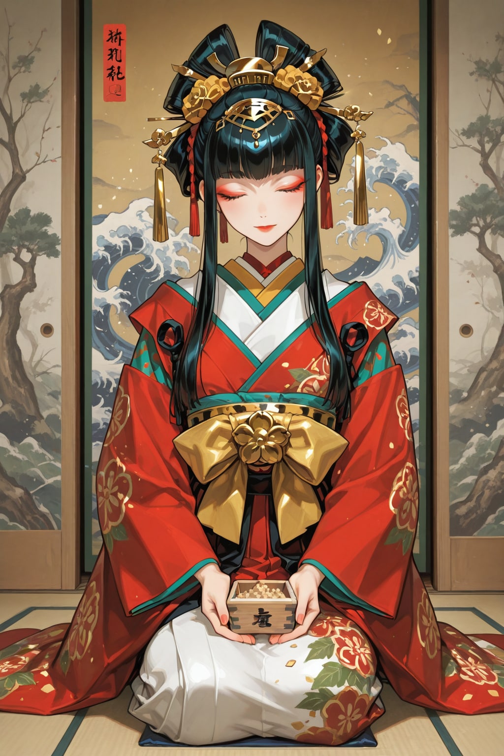 日本画の「節分美女」