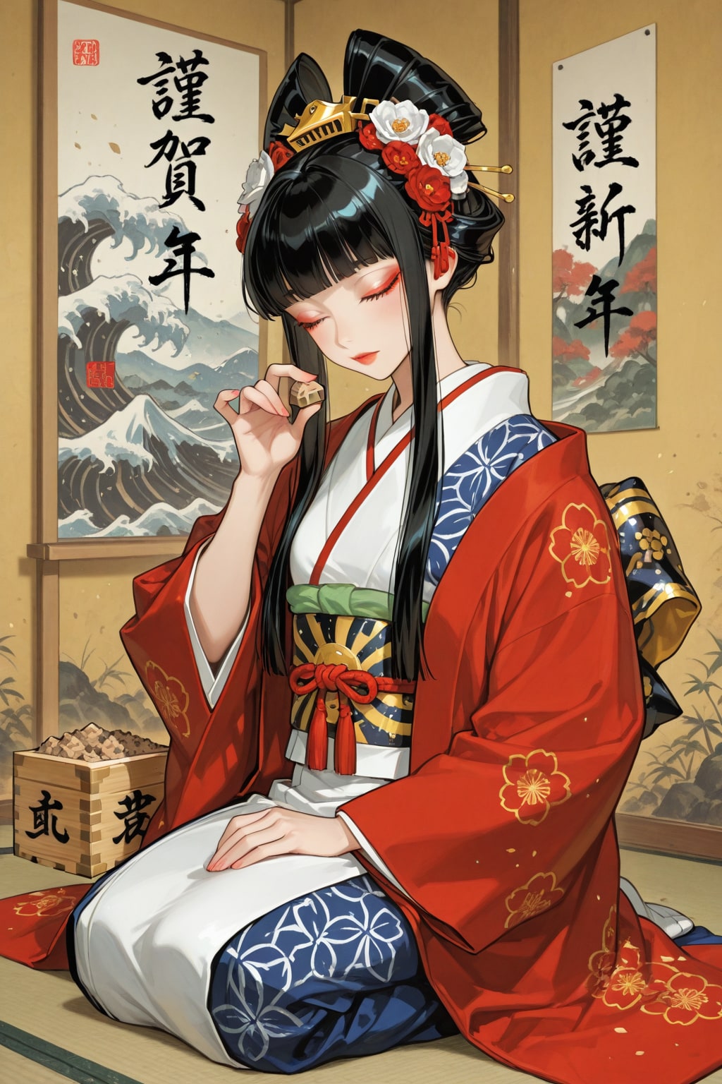 日本画の「節分美女」
