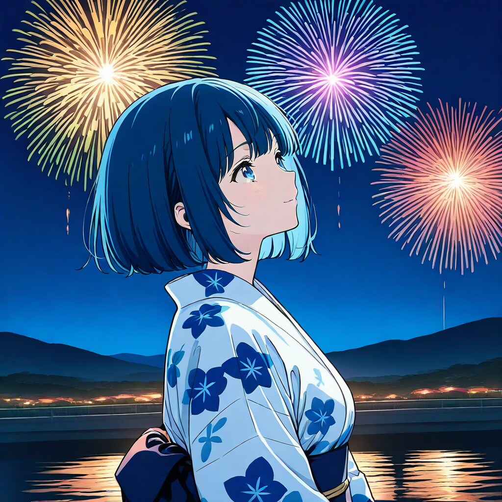 夏の夜に見上げる君 | の人気AIイラスト・グラビア