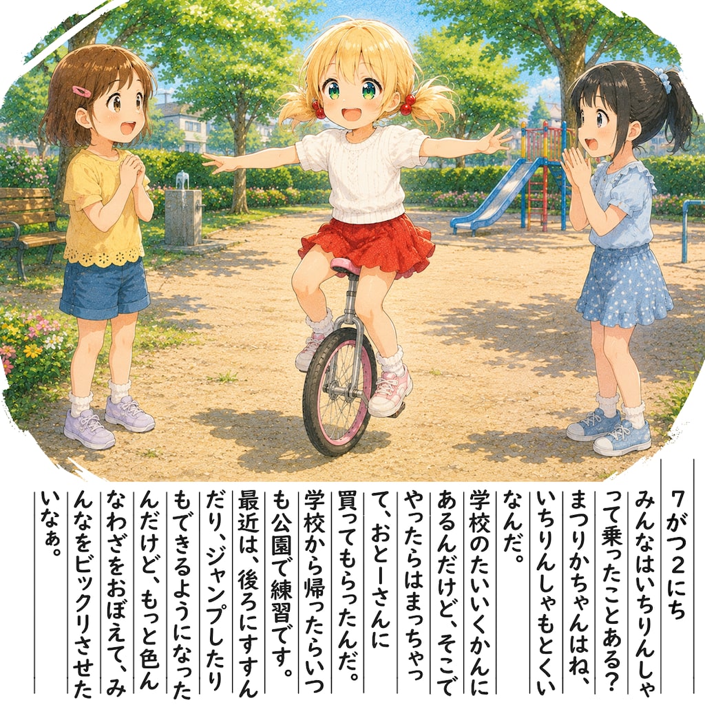 【絵日記】いちりんしゃが得意です