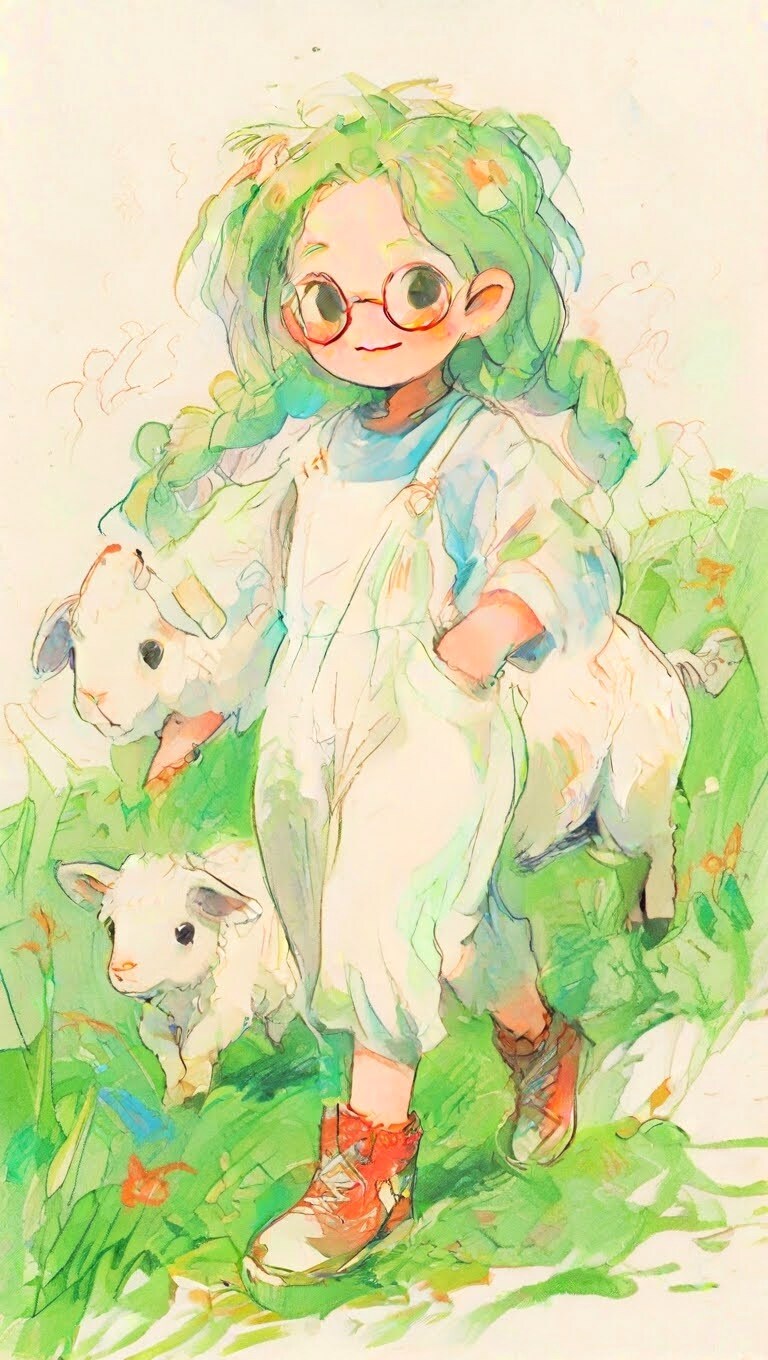 羊とメガネちゃん | の人気AIイラスト・グラビア