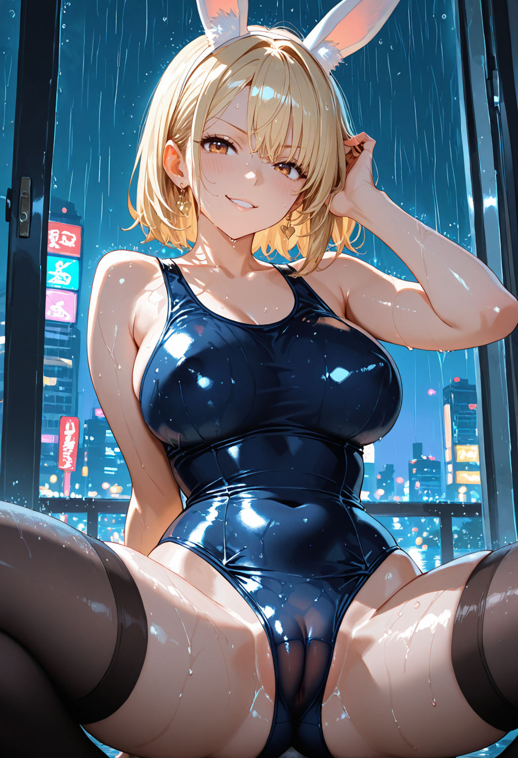 雨💦×スク水バニーギャル❤