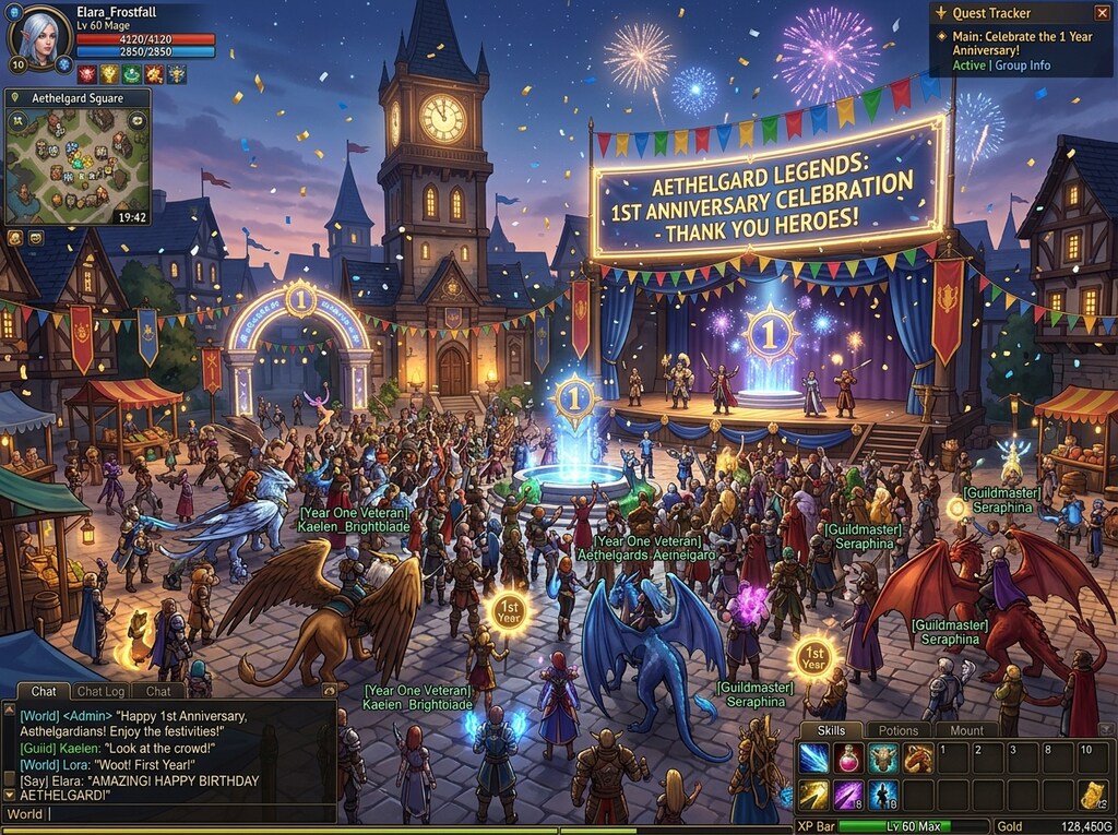 架空のMMORPGの一周年記念。