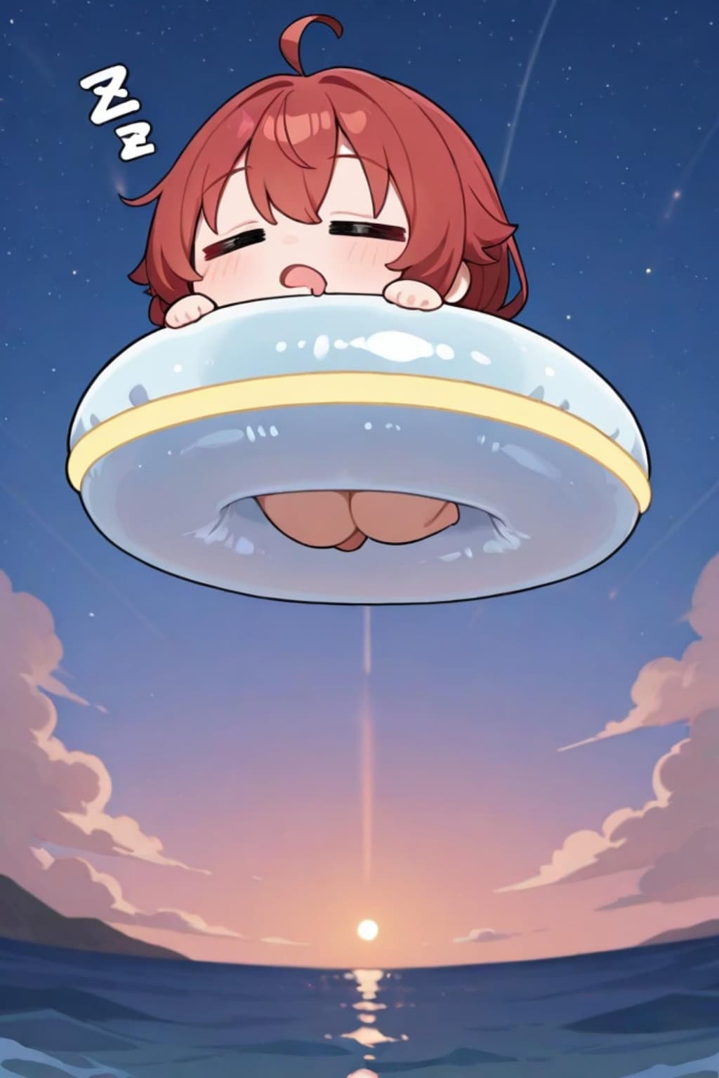 寝る赤髪ちゃん