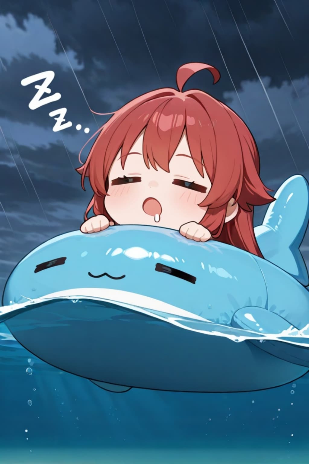寝る赤髪ちゃん