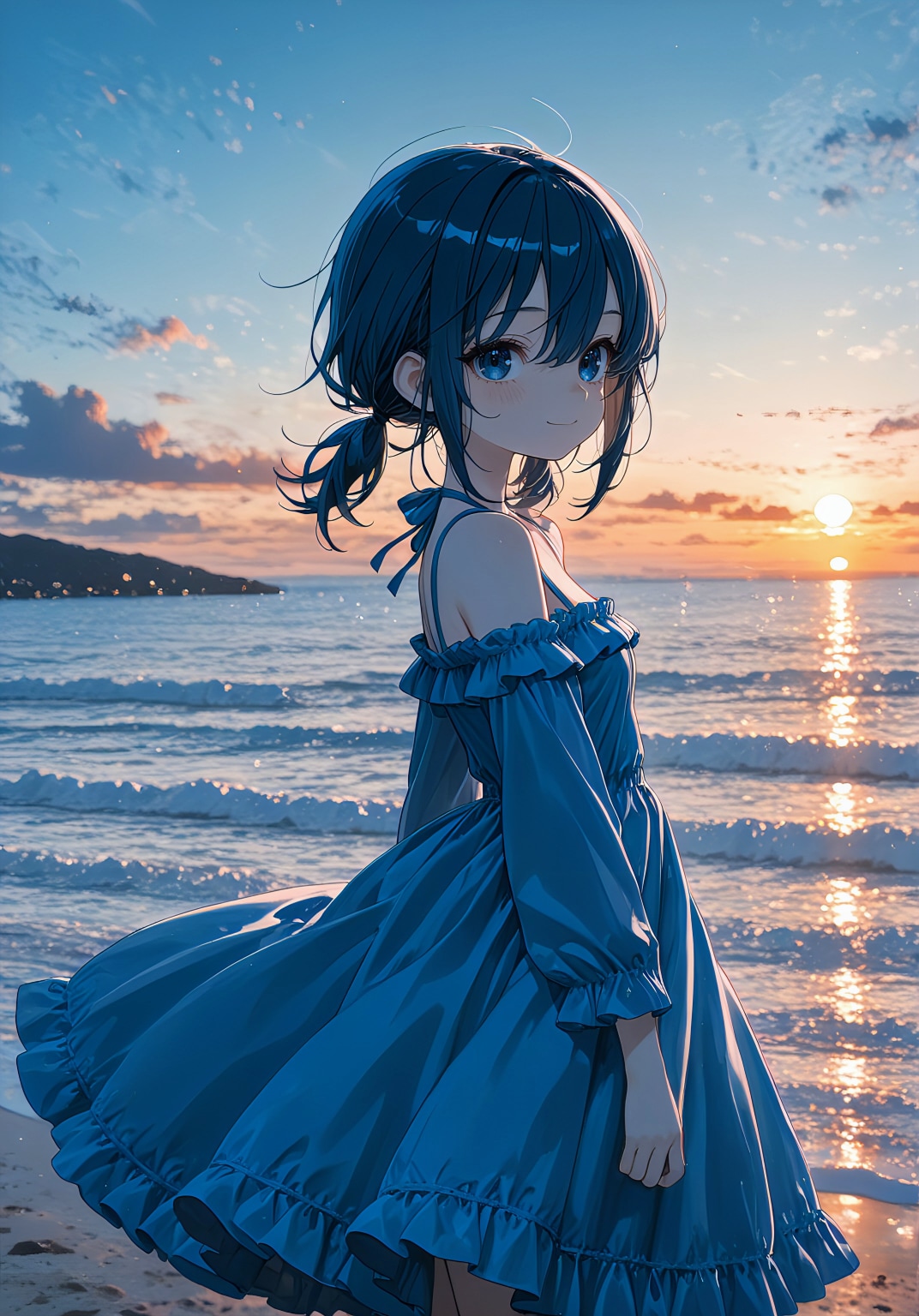 夕波に微笑む蒼のフリル