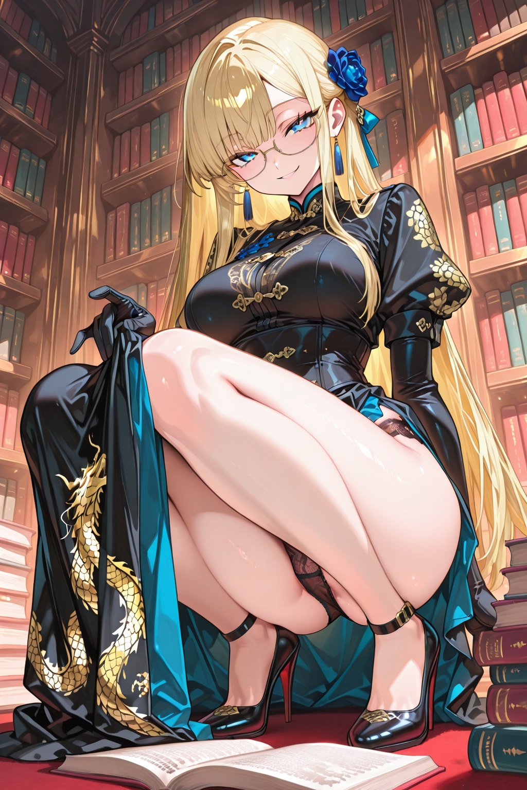 図書館で美女のチラ見せ