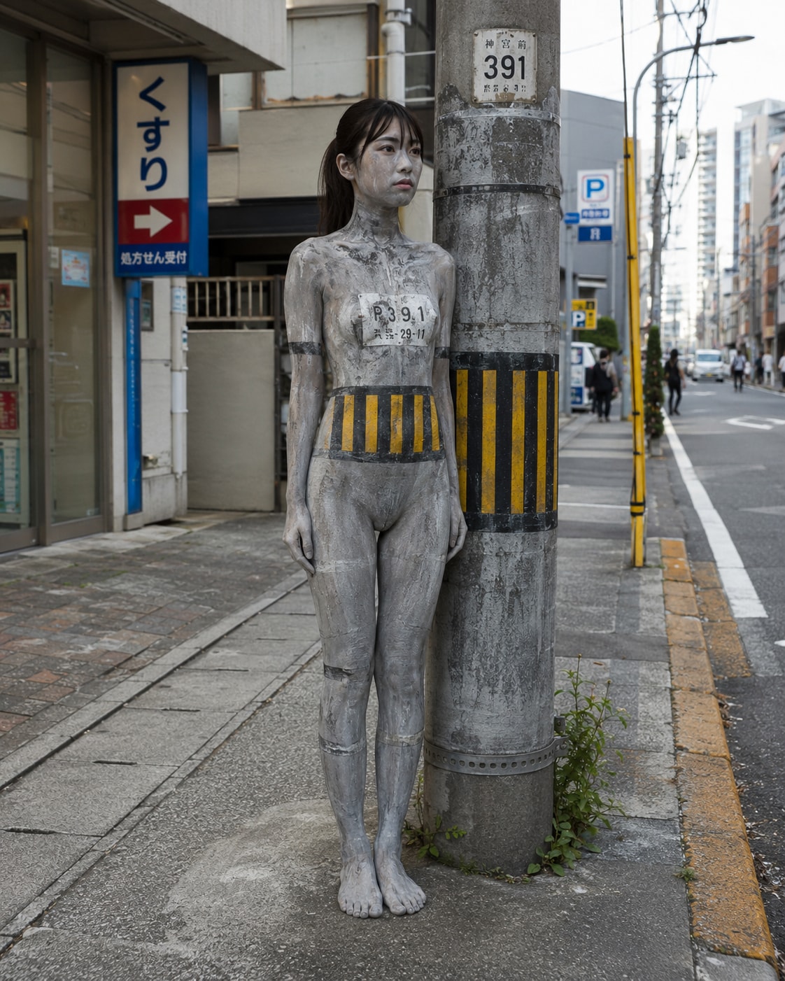 電柱女