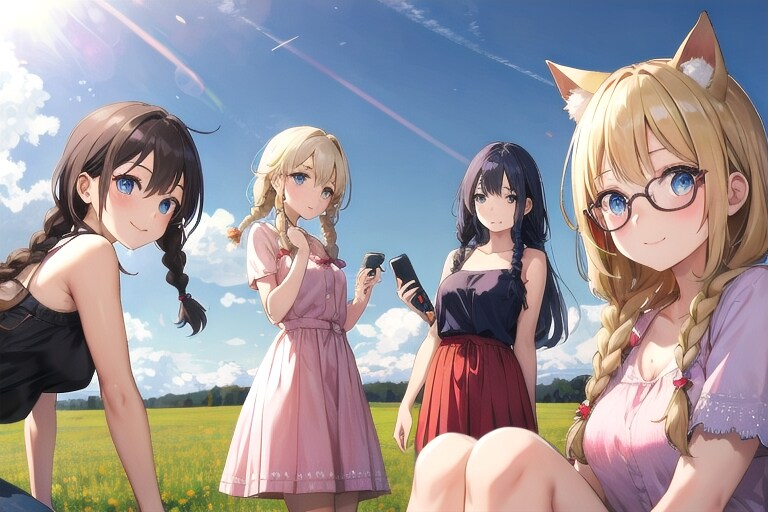 みつあみパーティー | の人気AIイラスト・グラビア