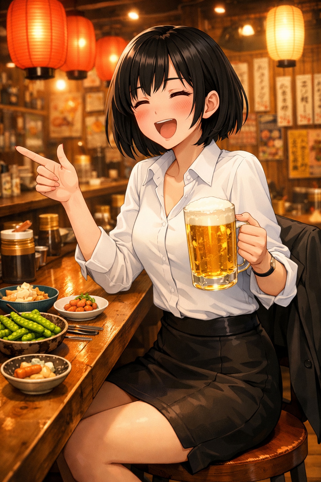 居酒屋での女の子