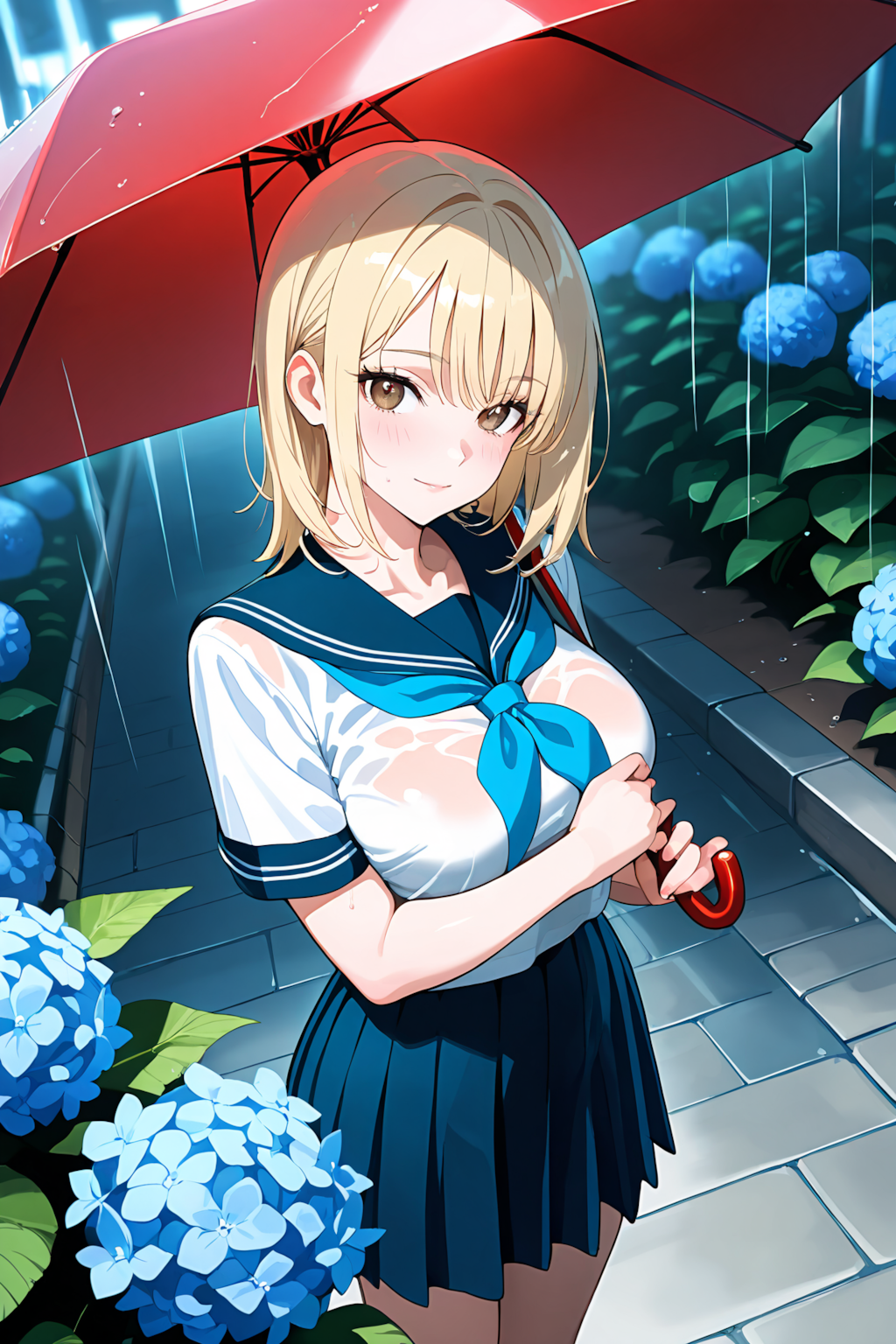 傘と紫陽花と私