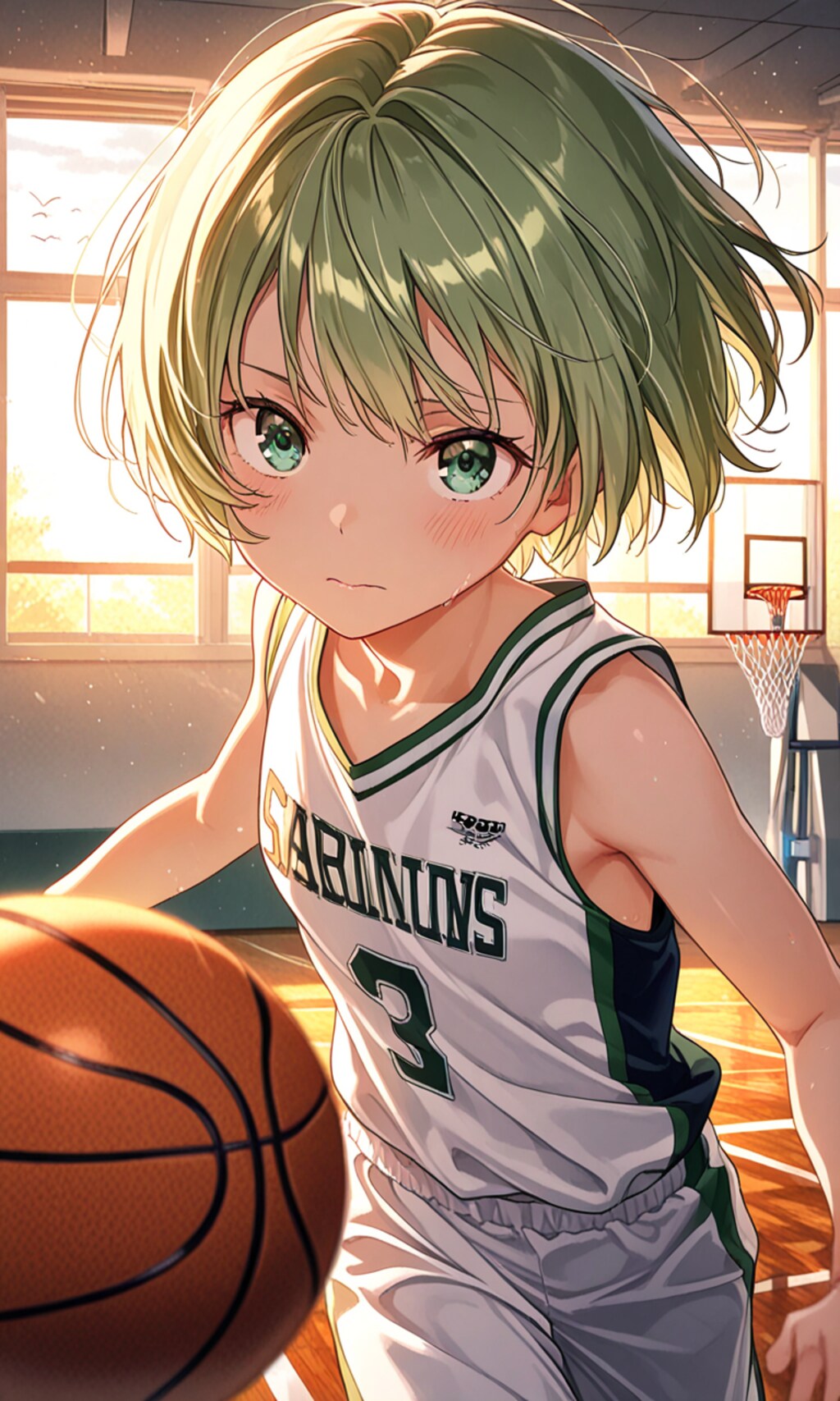 朝練する、バスケ部の先輩!