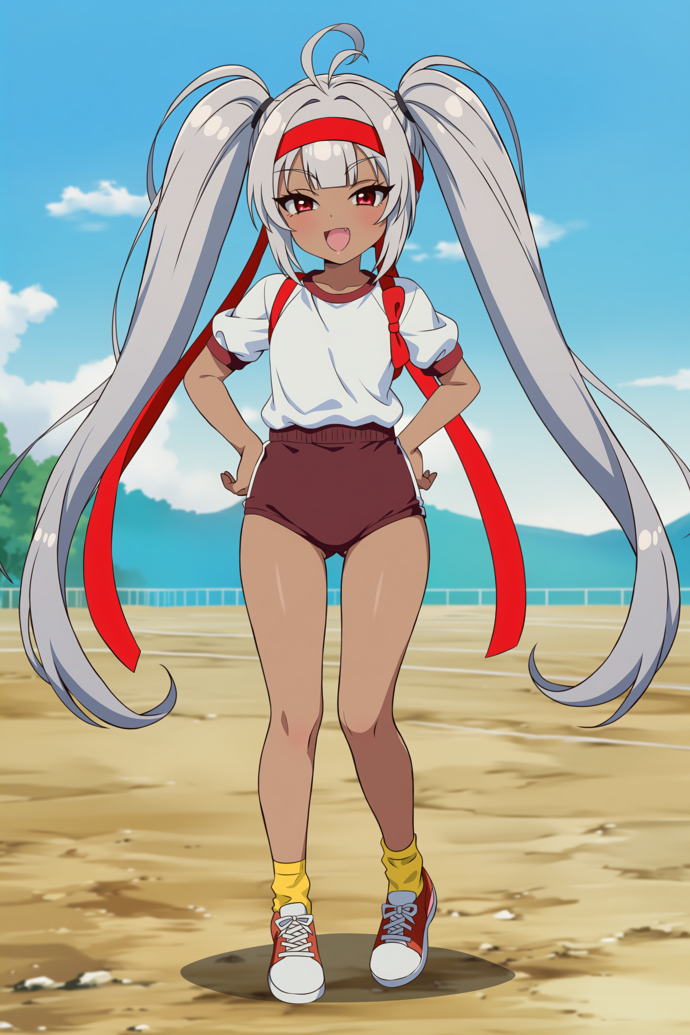 応援団員なブルマのメスガキ褐色娘さん