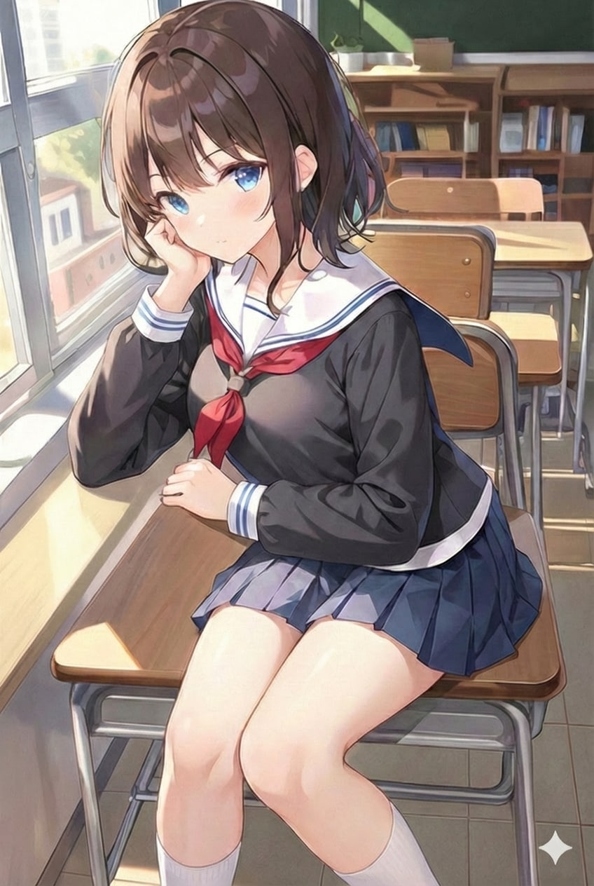 机座りJK (fix2) | の人気AIイラスト・グラビア