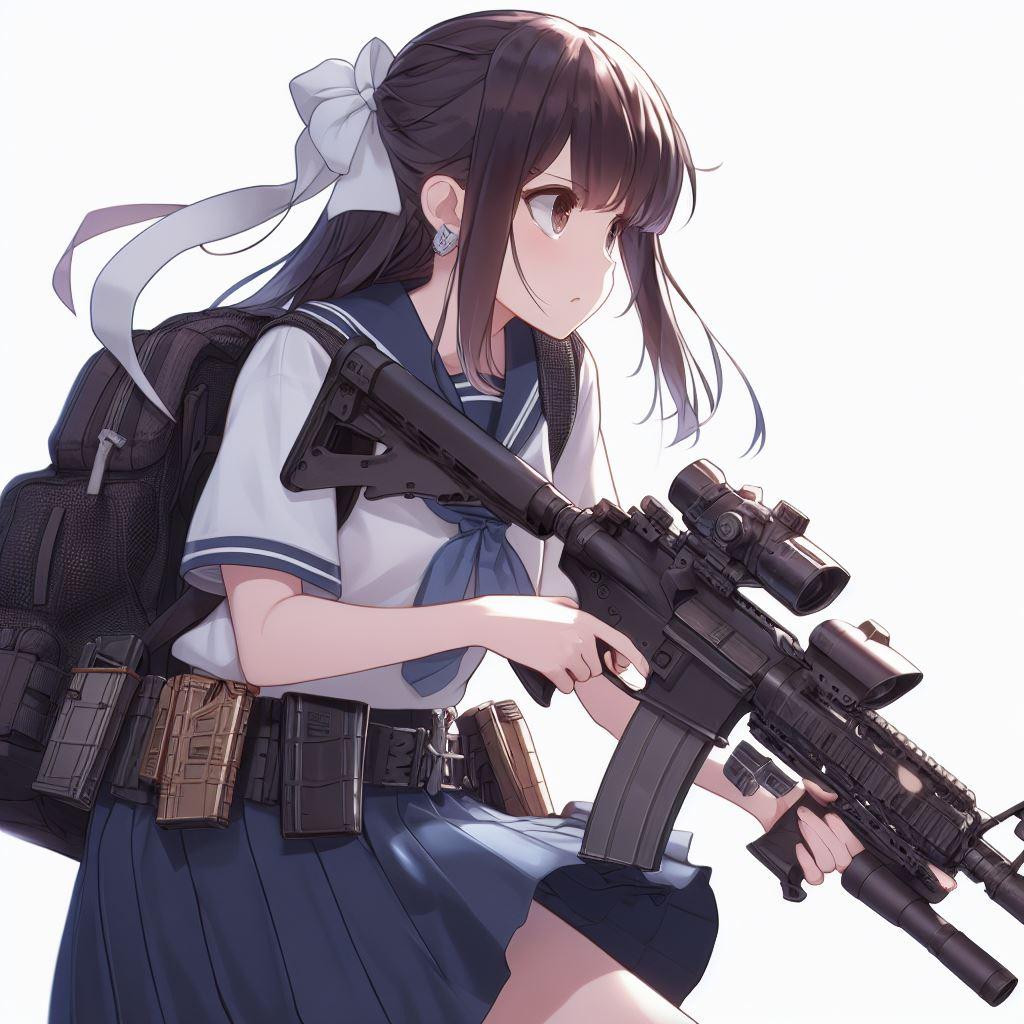 警戒する武装女子高生💥💥💥