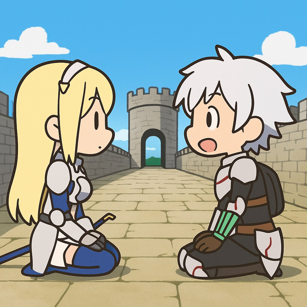 お昼寝特訓前のベルとアイズ