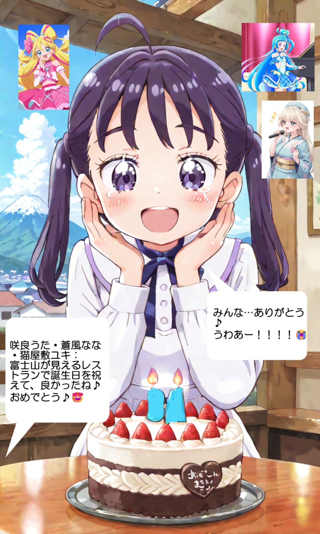 紫雨こころ、富士山が見えるレストランで誕生日を祝ってもらう