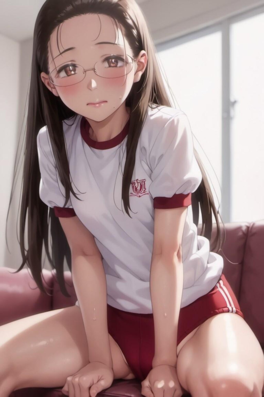 体操服の眼鏡女子高生