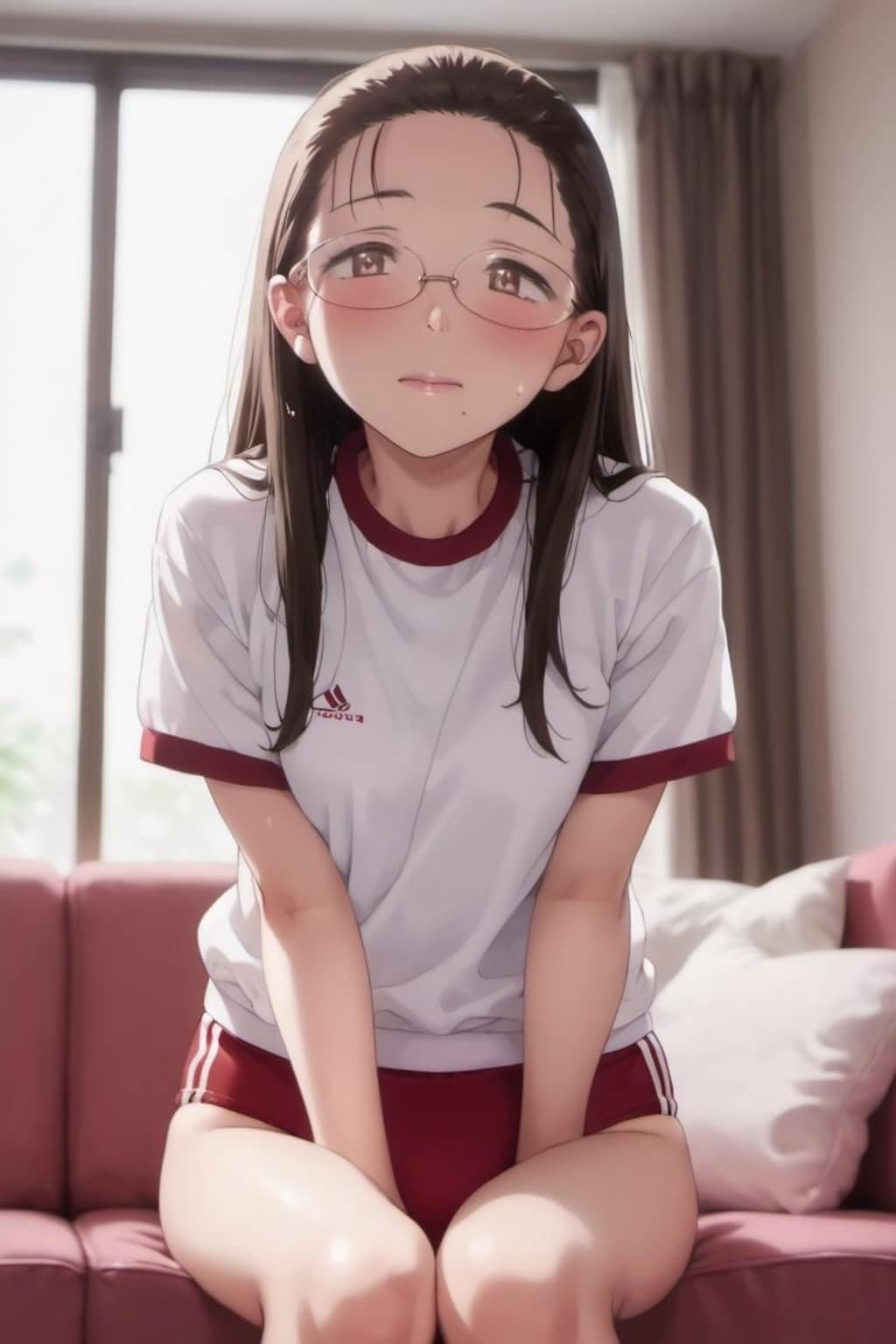 体操服の眼鏡女子高生