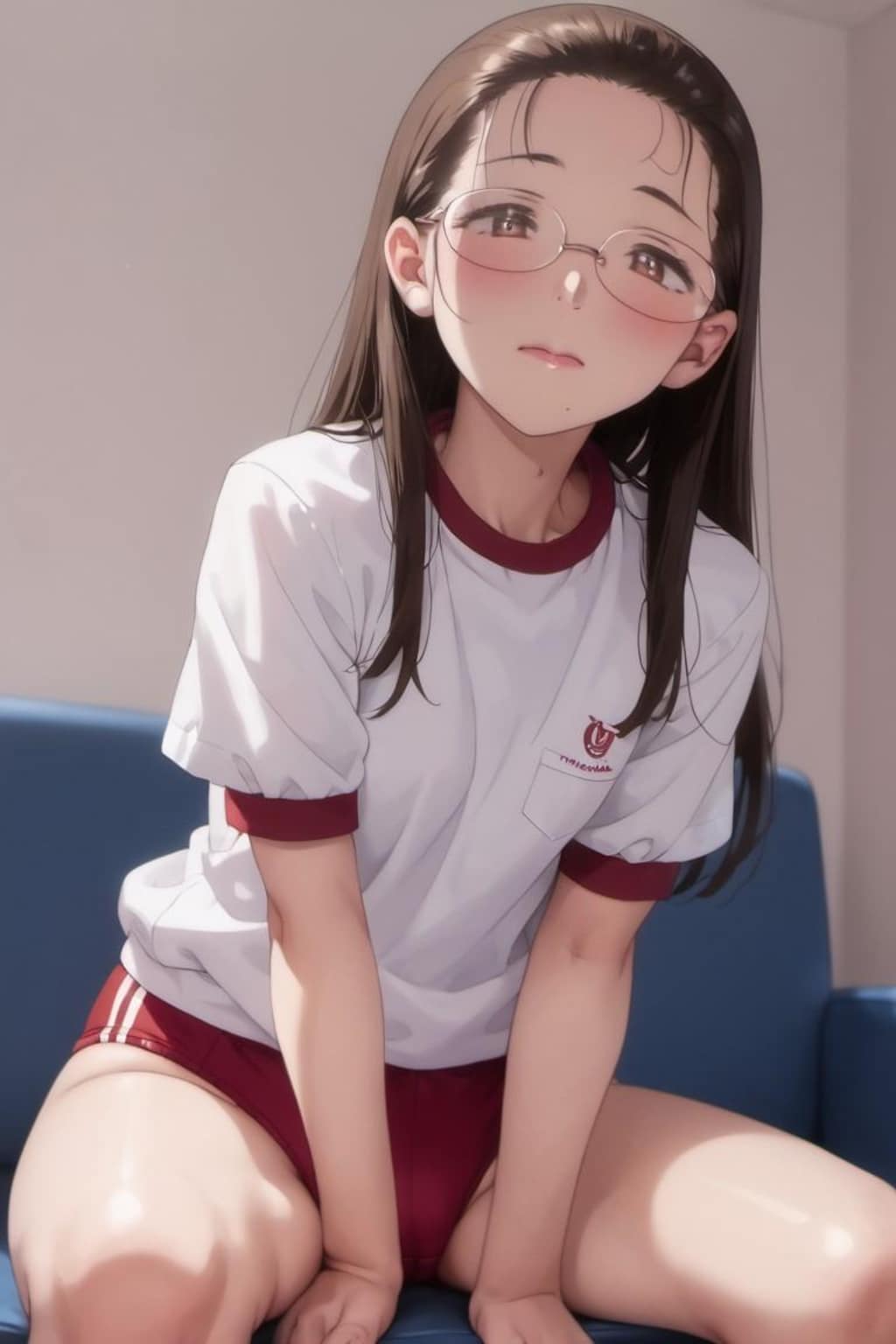 体操服の眼鏡女子高生