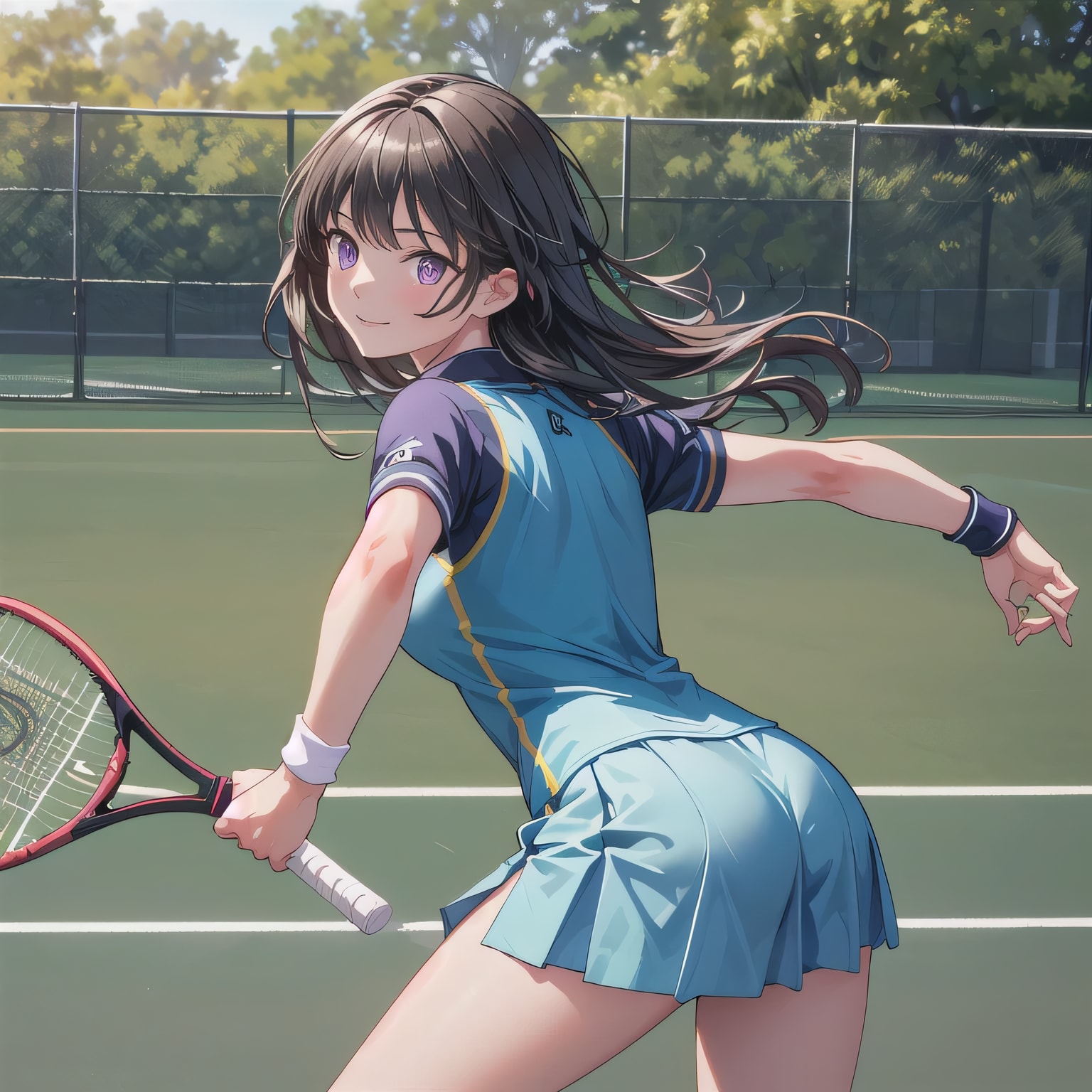 黒髪ロングでテニスウェアの少女３６ | の人気AIイラスト・グラビア