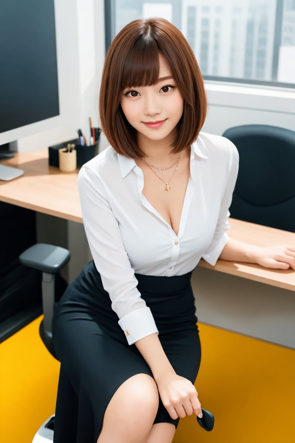 茶髪のボブカット