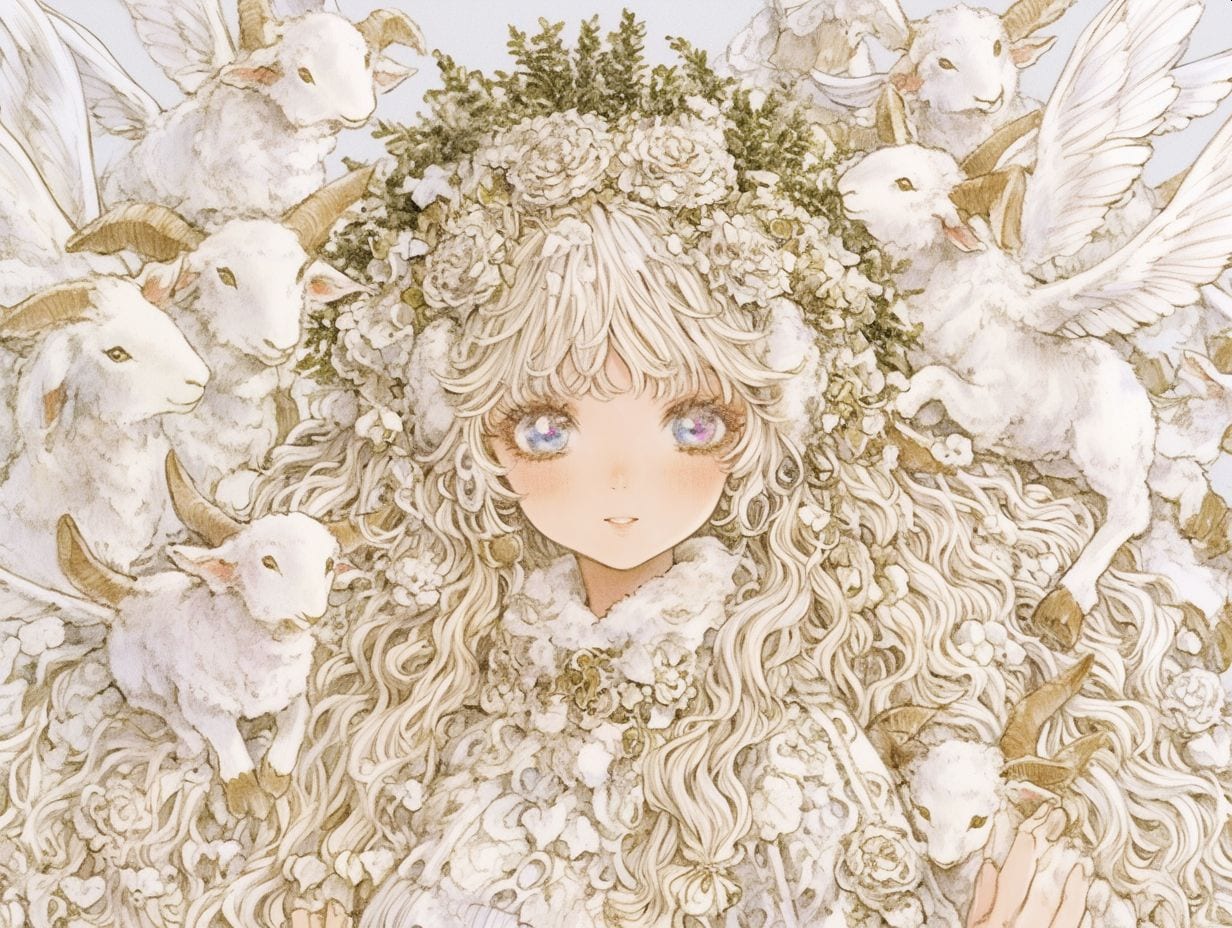 虹の国の羊と人と | の人気AIイラスト・グラビア