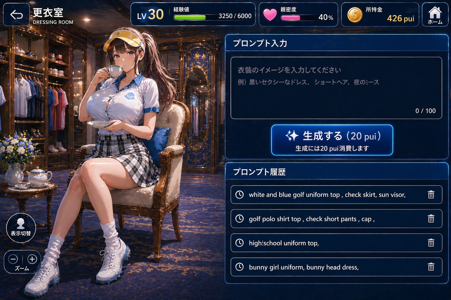 ちちぷいゴルフの更衣室（ブティック？） | の人気AIイラスト・グラビア