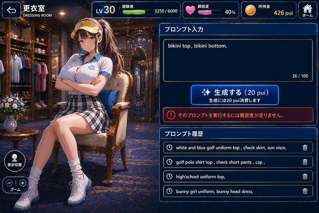 ちちぷいゴルフの更衣室（ブティック？）