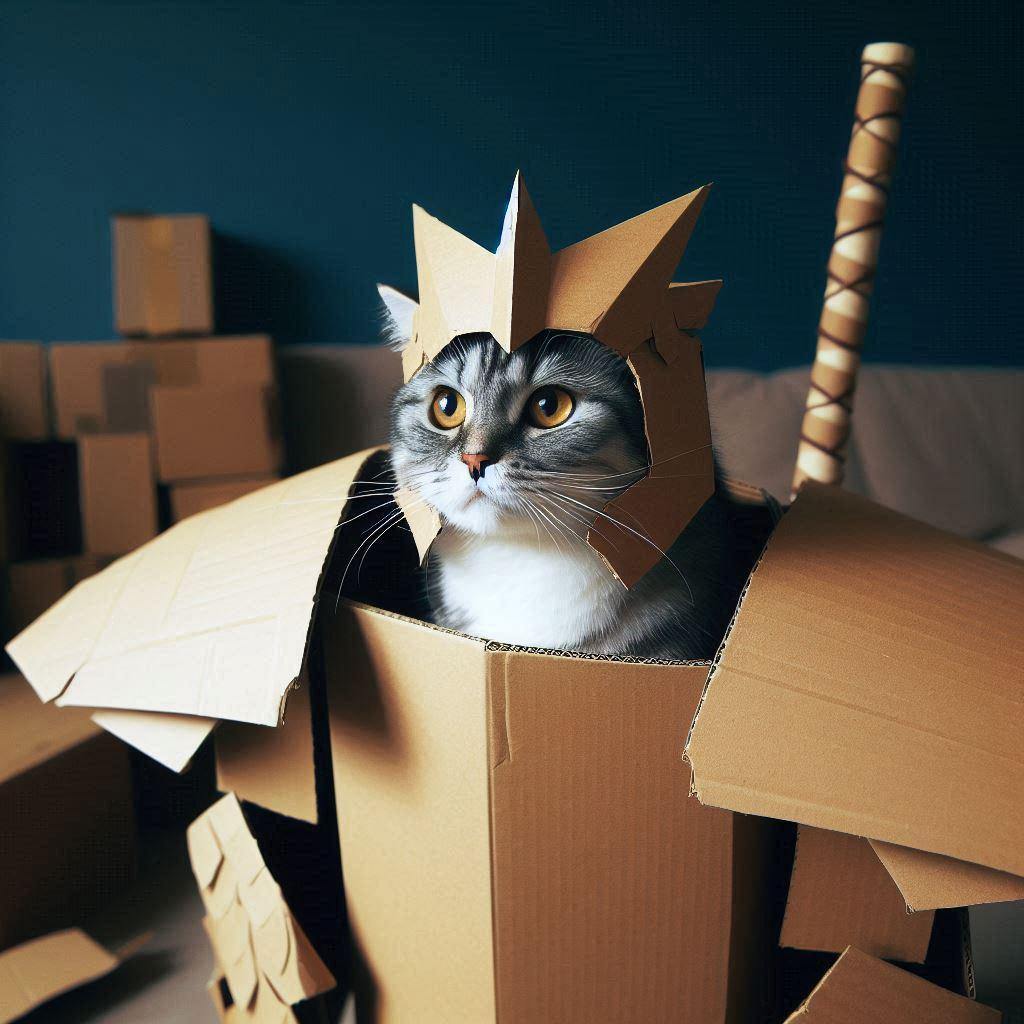 超合金ダンボール鎧の猫