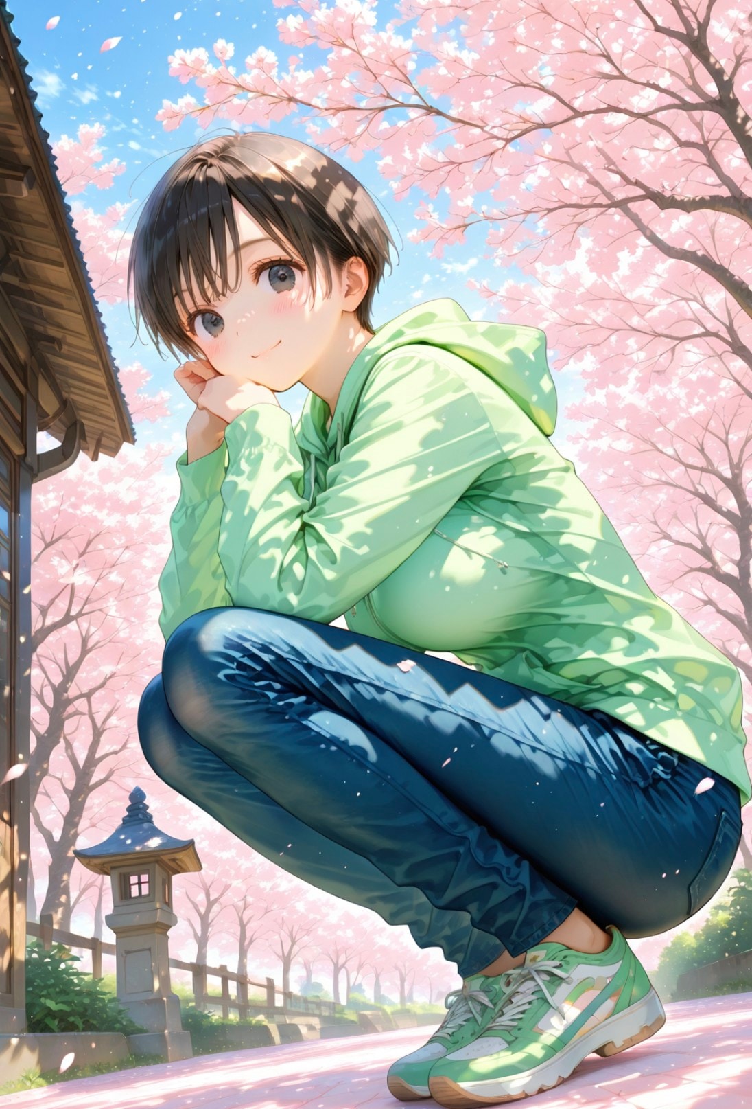 「おはよう✨️」早朝お散歩デート春🌸17 | の人気AIイラスト・グラビア