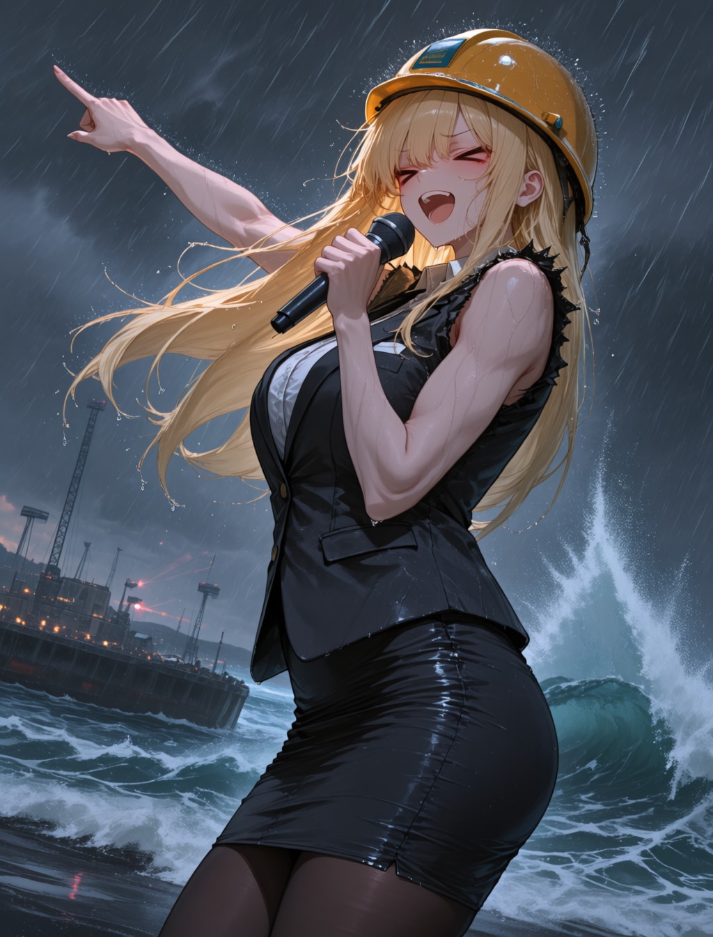 過酷な台風中継 | の人気AIイラスト・グラビア