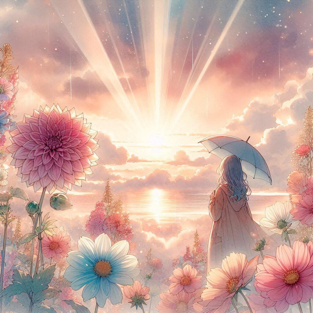 雨上がりと夕日