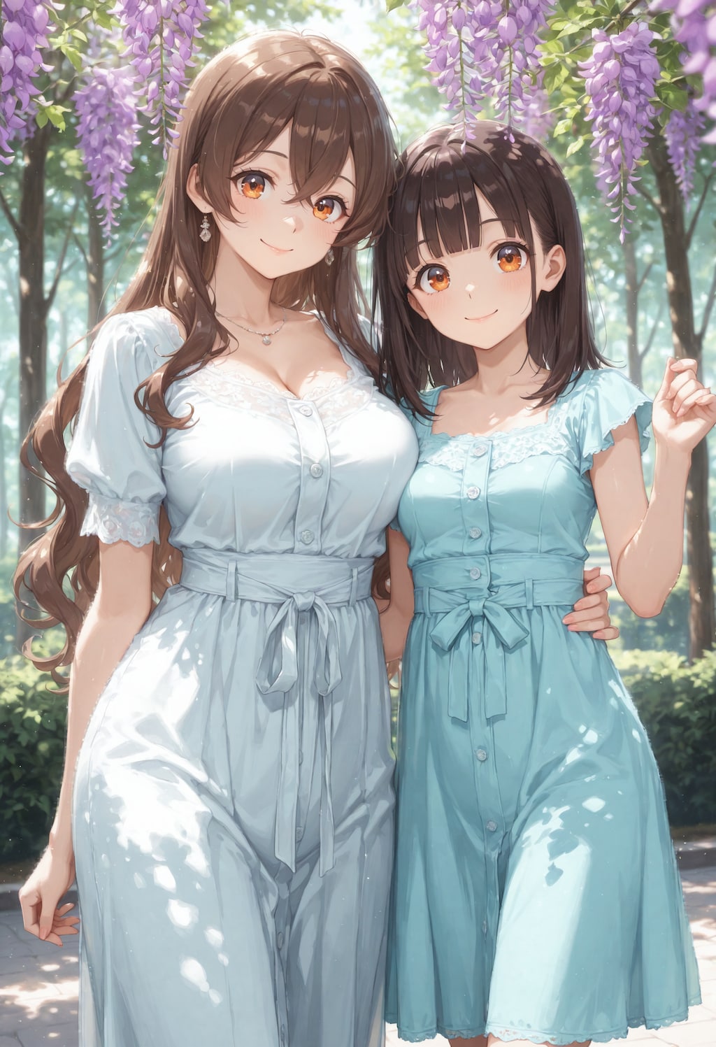 【#メグナナ】親子で藤棚を散策（SDXL）