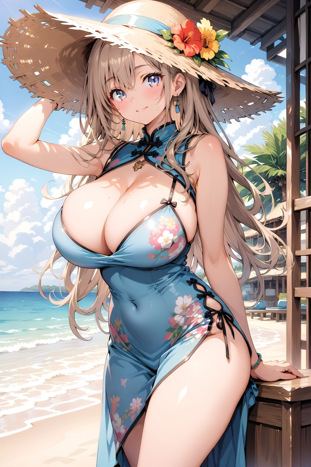 20260806 海辺のチャイナドレス美女