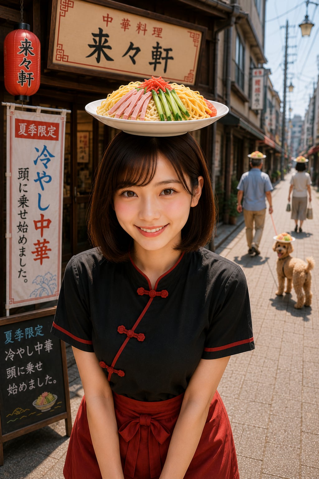 夏季限定　冷やし中華 頭に乗せ始めました。
