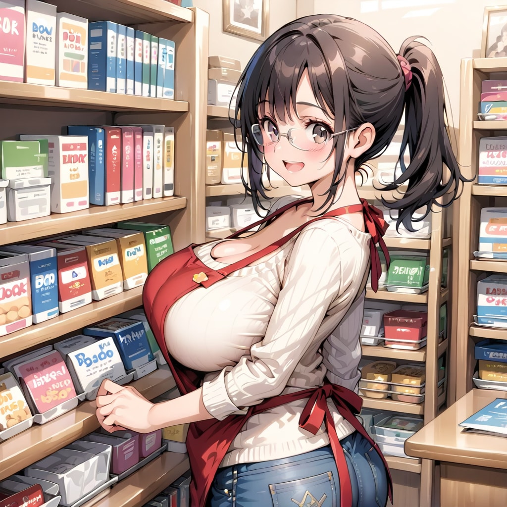 お店のお姉さんに見とれて